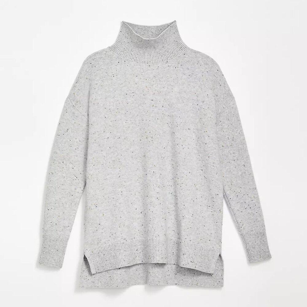 EUC Loft Flecked Turtleneck Tunic Sweater - Size Small - grey